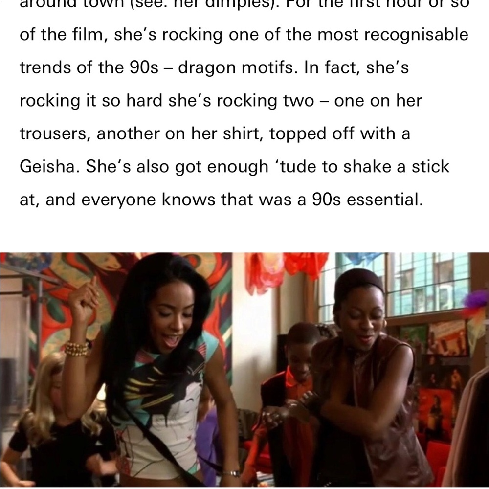 Shirt featured in Romeo must Die movie on Aaliyah.